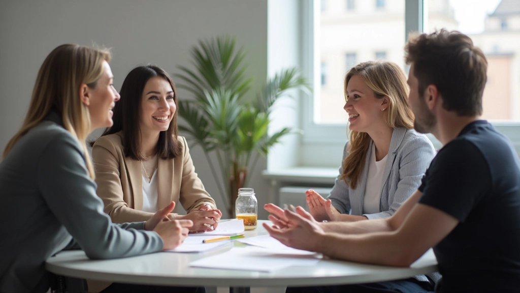Skupina ľudí vedúcich diskusiu v modernej učebni