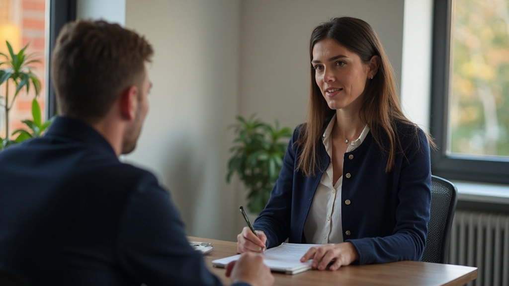 Lektorka vedúca individuálny coaching rozhovoru s študentom v profesionálnej miestnosti